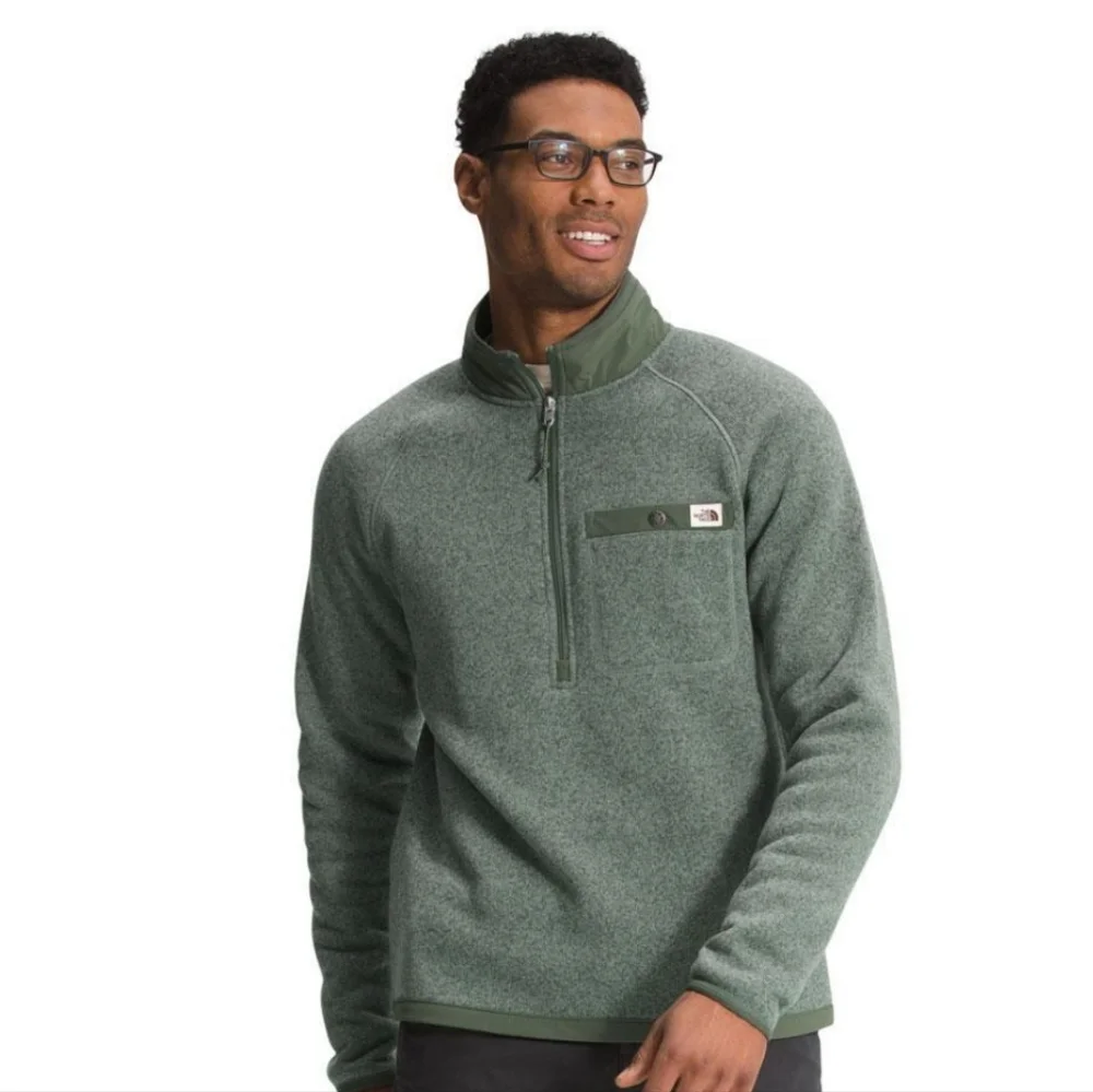 The North Face Men's Leo Gordon Lyon Green Zip Pullover Fleece Sweater‎ Medium